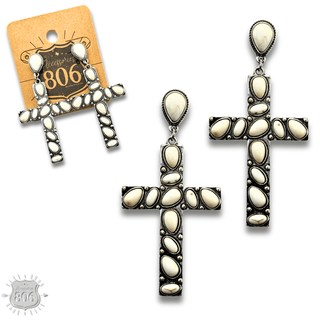 Stone cross earring - LC - Boutique Bella BellaEarrings