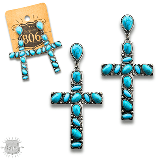 Stone cross earring - LC - Boutique Bella BellaEarrings