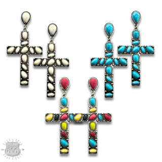 Stone cross earring - LC - Boutique Bella BellaEarrings