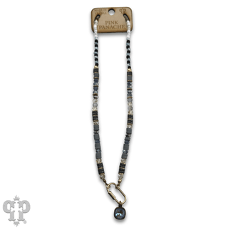 Stone disc and crystal bead necklace with Austrian crystal - LC - Boutique Bella BellaNecklaces