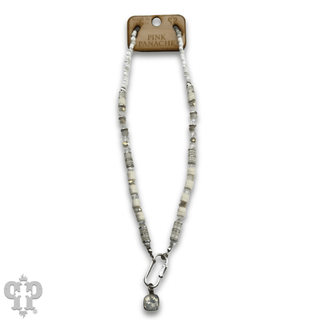 Stone disc and crystal bead necklace with Austrian crystal - LC - Boutique Bella BellaNecklaces