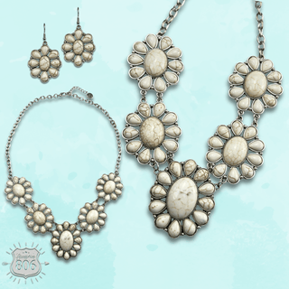 Stone flower necklace set, last call - Boutique Bella BellaJewelry Set