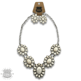 Stone flower necklace set, last call - Boutique Bella BellaJewelry Set