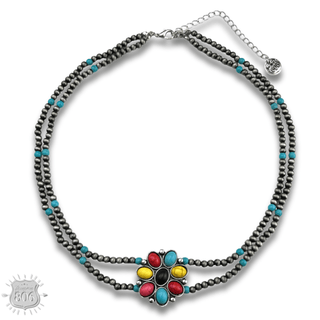 Stone flower pendant necklace, last call - Boutique Bella BellaNecklaces