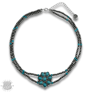 Stone flower pendant necklace, last call - Boutique Bella BellaNecklaces
