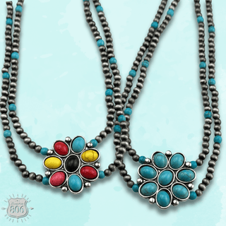 Stone flower pendant necklace, last call - Boutique Bella BellaNecklaces