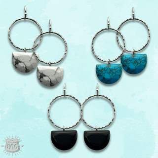 Stone half circle earring, last call - Boutique Bella BellaEarrings