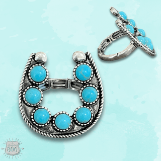 Stone horseshoe stretch ring - Boutique Bella BellaRings