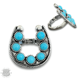 Stone horseshoe stretch ring - Boutique Bella BellaRings