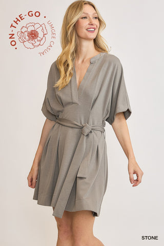 Stone Luxeknit Pleated Dress - Boutique Bella BellaDress