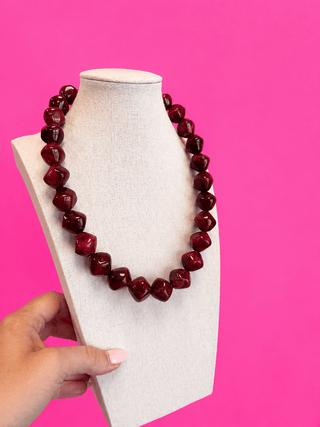 Stone Necklace - Maroon - Boutique Bella BellaNecklaces