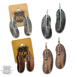 Stone studded feather earring - LC - Boutique Bella BellaEarrings