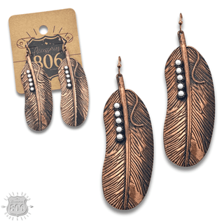 Stone studded feather earring - LC - Boutique Bella BellaEarrings