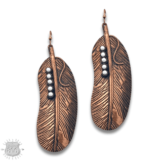 Stone studded feather earring - LC - Boutique Bella BellaEarrings