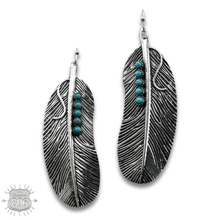 Stone studded feather earring - LC - Boutique Bella BellaEarrings
