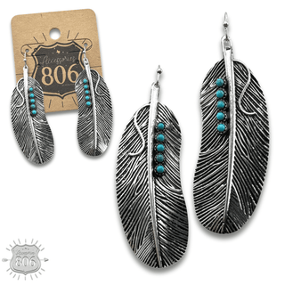 Stone studded feather earring - LC - Boutique Bella BellaEarrings