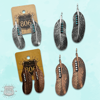 Stone studded feather earring - LC - Boutique Bella BellaEarrings