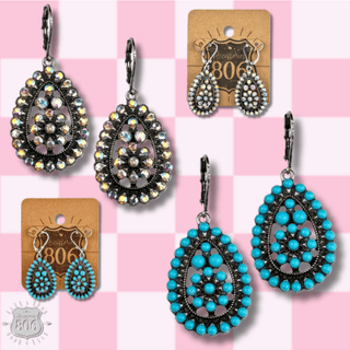 Stone studded teardrop earring - Boutique Bella BellaEarrings