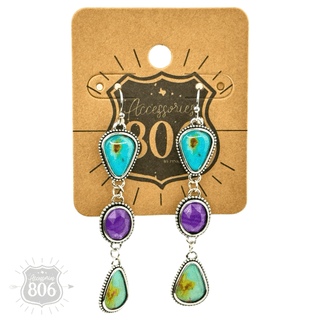 Stone triple drop earring - Boutique Bella BellaEarrings