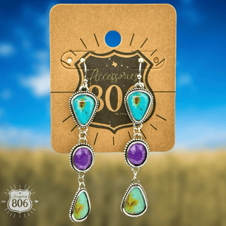 Stone triple drop earring - Boutique Bella BellaEarrings