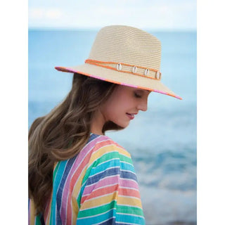 Straw Riviera Hat - Pink and Orange - Boutique Bella BellaHat