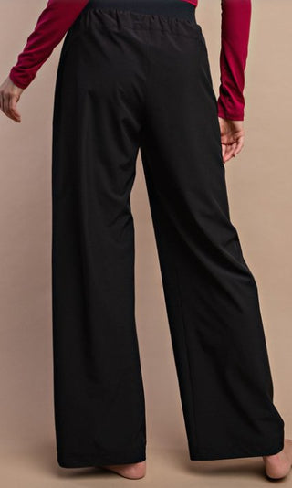 STRETCH WOVEN FLEECE STRAIGHT PANTS - Boutique Bella BellaActive Wear Pants