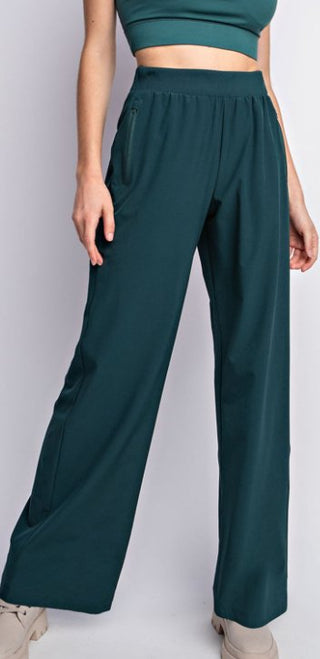 STRETCH WOVEN FLEECE STRAIGHT PANTS - Boutique Bella BellaActive Wear Pants