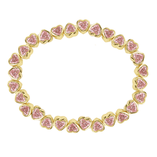 Stretchy Bezel Heart Bracelet Pink - Boutique Bella BellaBracelet