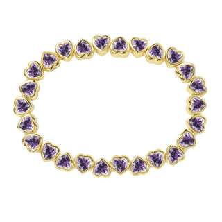 Stretchy Bezel Heart Bracelet Purple - Boutique Bella BellaBracelet