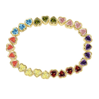 Stretchy Bezel Heart Bracelet Rainbow - Boutique Bella BellaBracelet