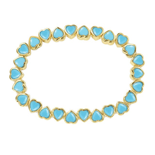 Stretchy Bezel Heart Bracelet Turquoise - Boutique Bella BellaBracelet