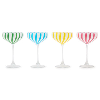 Stripe Hand - Painted Coupe Glass - Boutique Bella Bellaglassware