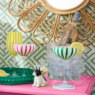 Stripe Hand - Painted Coupe Glass - Boutique Bella Bellaglassware