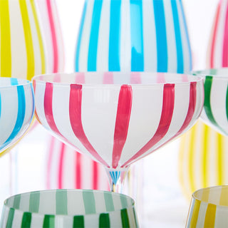 Stripe Hand - Painted Coupe Glass - Boutique Bella Bellaglassware