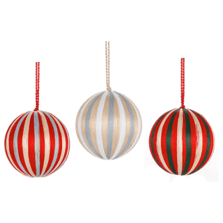 Striped Ball Ornament, Plastic Ganz - Boutique Bella BellaChristmas Decor