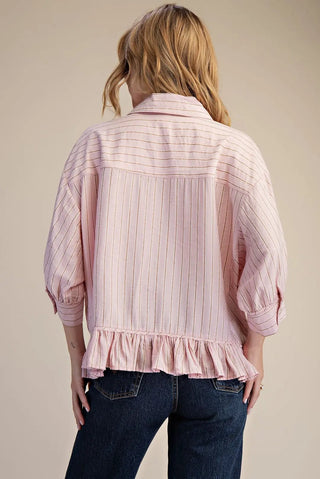 Striped In Metallic - Pink - Boutique Bella BellaTops