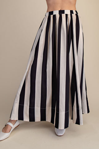Striped with Flare Maxi Skirt - Black - Boutique Bella BellaSkirt