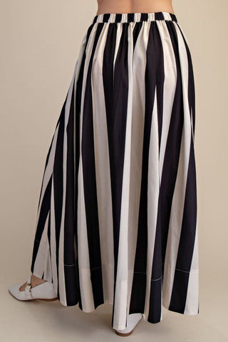 Striped with Flare Maxi Skirt - Black - Boutique Bella BellaSkirt