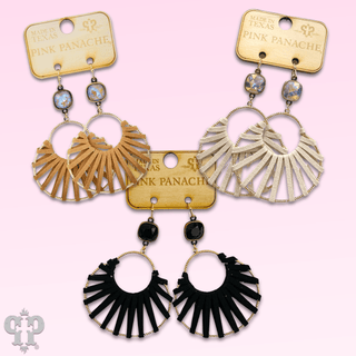Suede wrapped circle earring with Austrian crystal - LC - Boutique Bella BellaEarrings