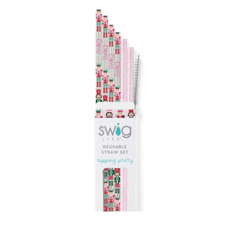 Sugar Plum Soldiers + Light Pink Glitter Reusable - Boutique Bella BellaStraws