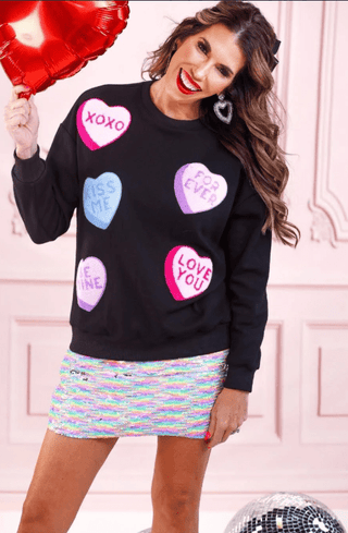 Sugar Rush Chenille Patch Pullover - Boutique Bella Bellapullover