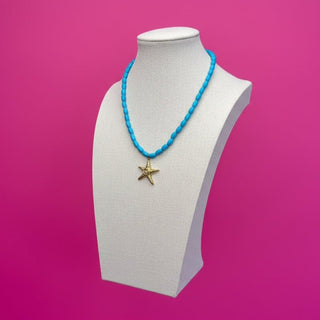 Summer Necklace - Star Fish Bead Necklace - Blue - Boutique Bella BellaNecklaces