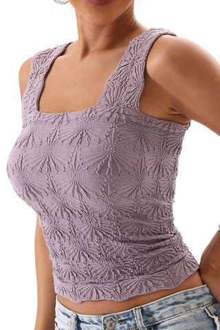 Summer Plain Jacquard Floral Slip Tank Top - Boutique Bella BellaTank Top