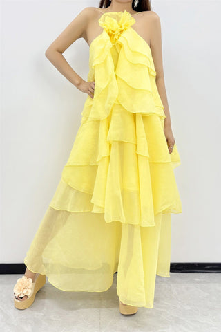 Sun Goddess Halter Maxi - Boutique Bella BellaDress