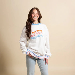 Sun Rays, Beach Days, Boat Waves Oversized Crew - Boutique Bella BellaLong Sleeve Top