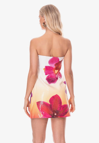 Sunset Bloom Strapless Mini Dress - Boutique Bella BellaDress