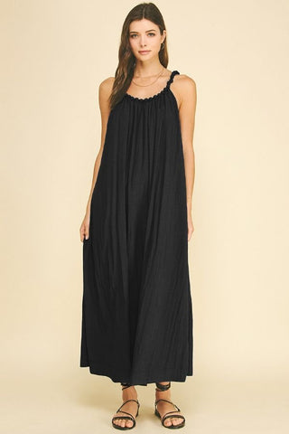 Solid Maxi Dress, Black M