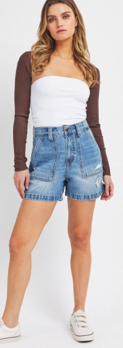 Super High Rise Carpenter Short with Cargo Pockets - Boutique Bella Belladenim shorts