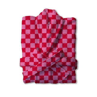 Super Soft Bath Robe - Pink & Red Checks - Boutique Bella BellaRobe