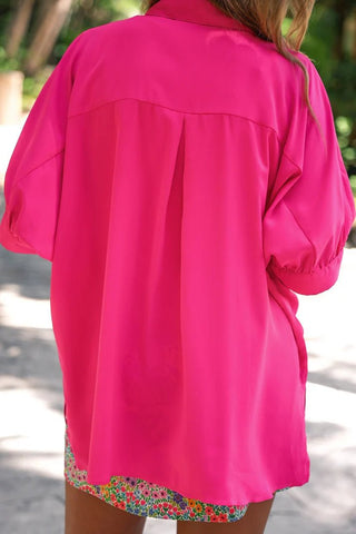 Sutton Button Up Top - Pink - Boutique Bella Bellablouse